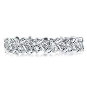 🍁Fashion Dainty Shiny Gems Zircon Silver Eternity Ring for Women, MARR9108